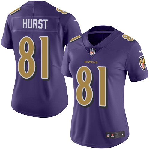 Nike Ravens #81 Hayden Hurst Purple Women's Stitched NFL Limited Rush Jersey - Click Image to Close